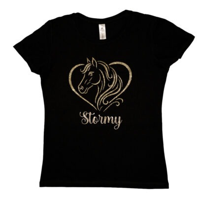 Zwart T-Shirt - Met de naam van je Paard